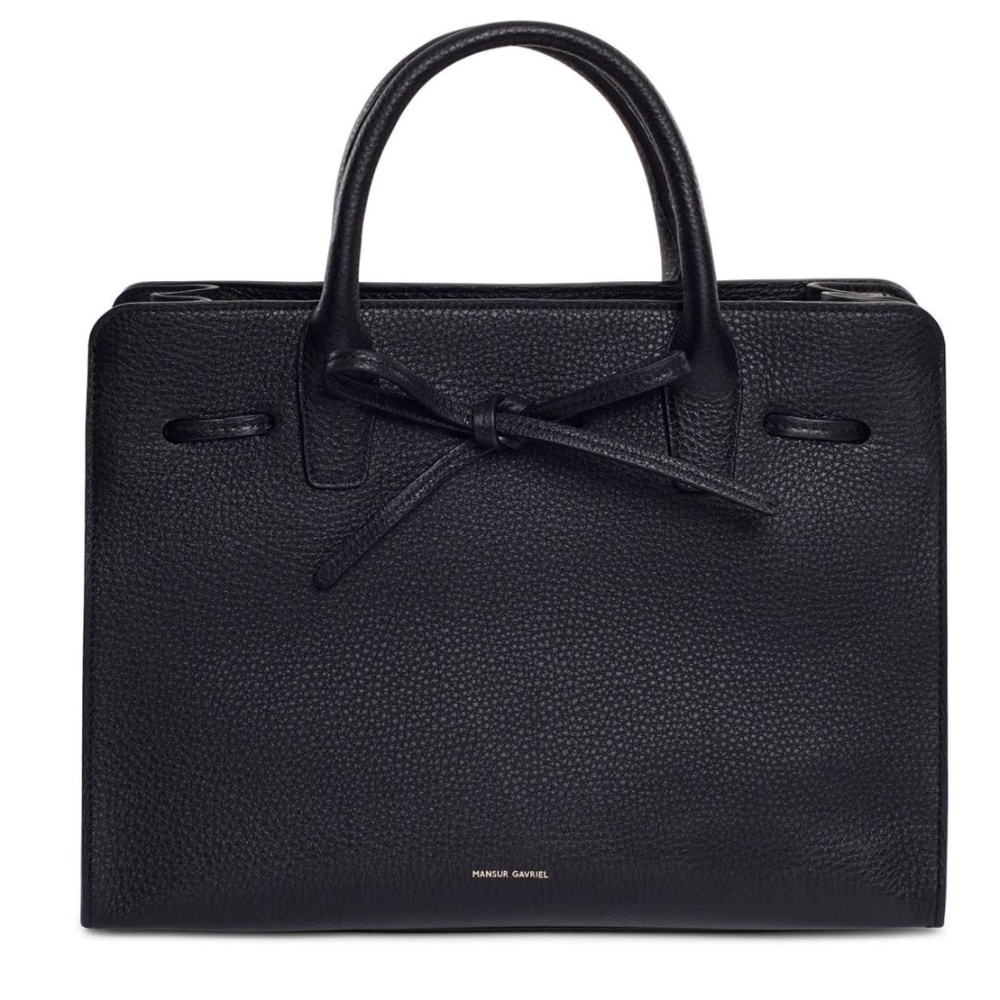 Mansur Gavriel Black TUMBLED LEATHER Sun Bag large